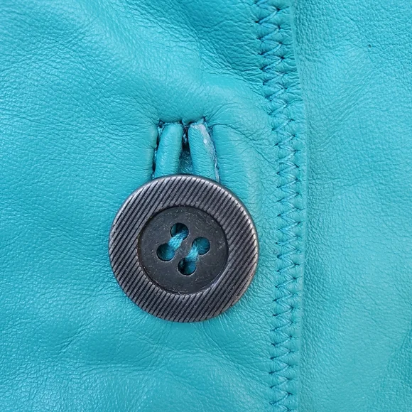 100% Lambskin Leather/Suede Aqua Teal Jacket NEW With Tags - Picture 10 of 12